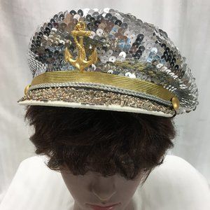 Silver Sequin Hooray Henri Captain Cap